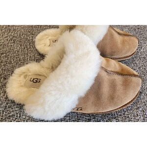 UGG SCUFFETTE‎ II CHESTNUT WOOL SHEARLING LINED SLIPPERS Womans Size 8